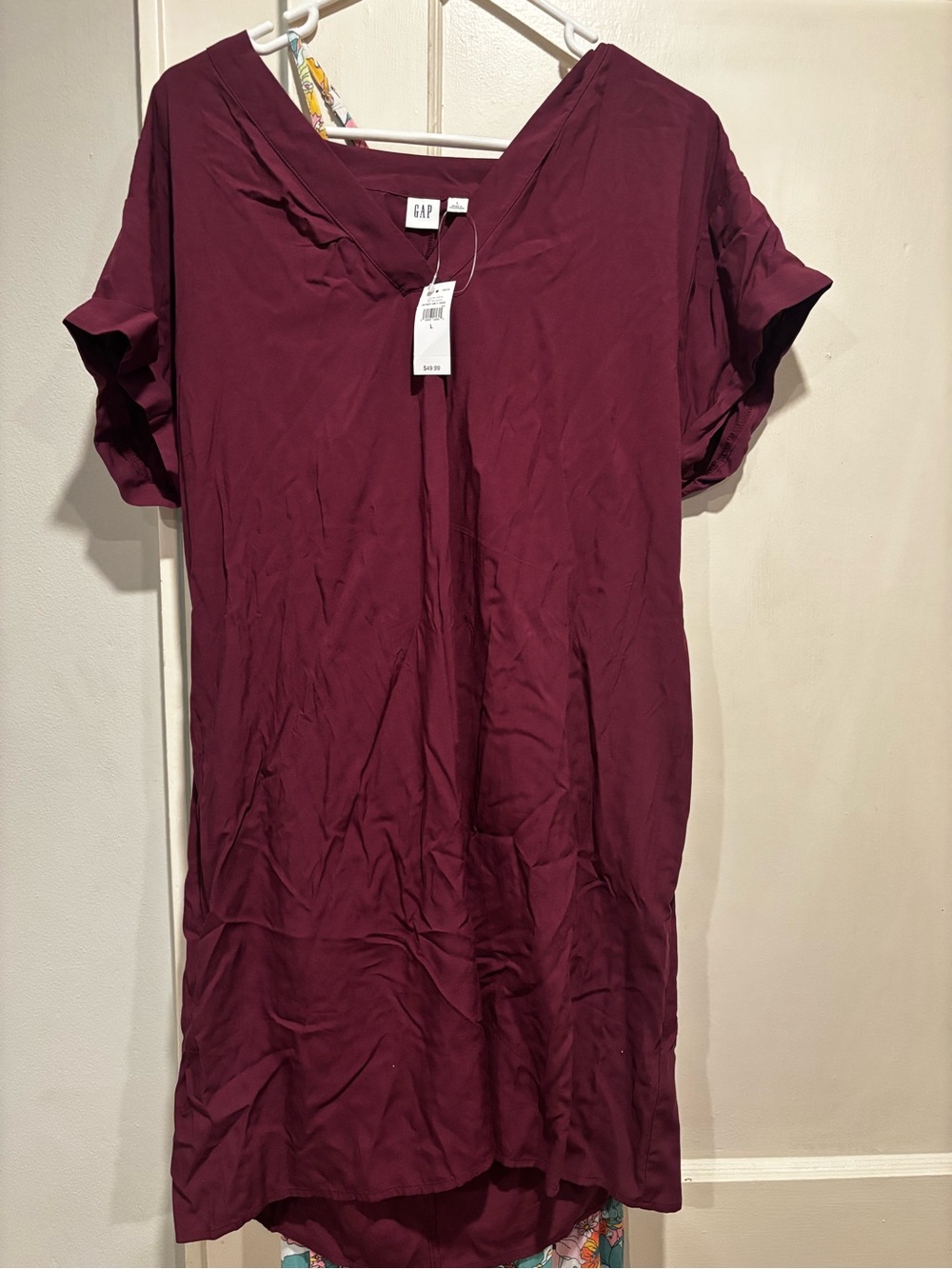 GAP Women's V-Neck Tunic in Deep Berry